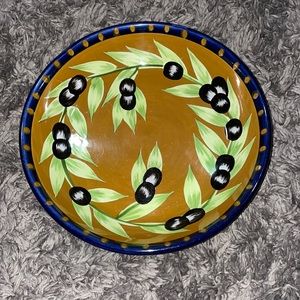 Olive and Leaf Glass Serving Bowl